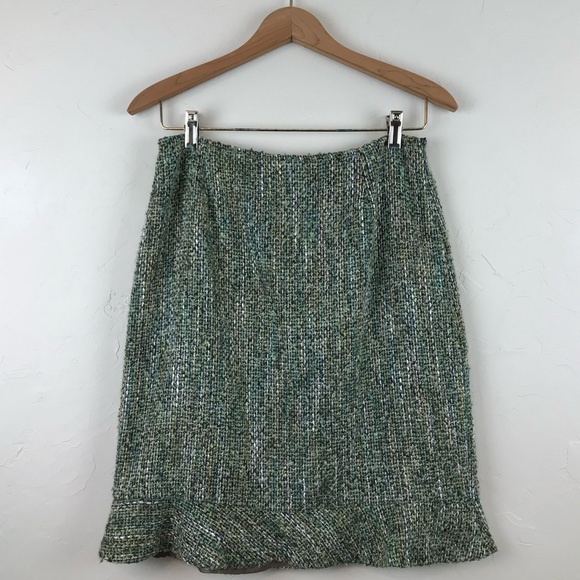 INC Mermaid Green Tweed Ruffle Skirt 6 - Picture 6 of 7